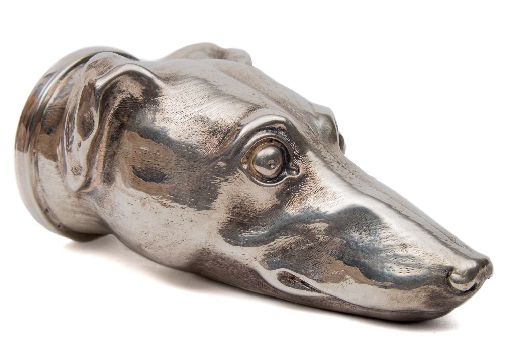 A William IV silver stirrup cup in the form of a dog's head, maker G R Collis & Co, Birmingham:,