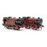 Two Hornby O gauge LMS maroon 0-4-0 locomotives:, No 2120 and No 20. (2).