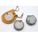 Two Hardy 'The Princess' fly reels:, both with black celluloid handles and aluminium foot,