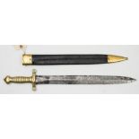 A French 1831 pattern sidearm:, the double edge blade dated '1832' to ricasso,