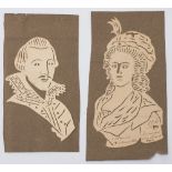 Two early 19th century Continental hand cut coptograph portraits:, one of 'Marie Antionette',