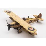 A cold painted bronze paperweight modelled as a Hawker Sydney biplane:,