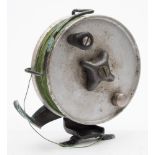 A Hardy 6 inch alloy 'Eddystone' big game reel:, ebonised handle and brass guard.