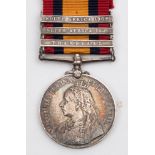 A Queen's South Africa medal with three clasps '6907 Pte A Atkinson Vol Co W Yorks Regt':.