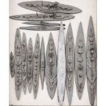 Britains and others, a group of fifteen diecast WWI battleships and submarines.