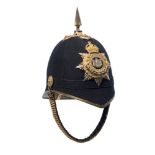 An Edwardian Devonshire Regiment Officer's Home Service 1878 pattern blue cloth helmet by Hawkes &