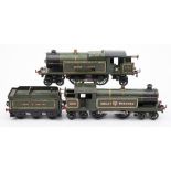 Two Hornby O gauge GWR green tank locomotives:,