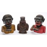 Three American cast iron novelty money boxes:,