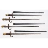 A group of four French Chassepot bayonets:,