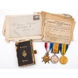 Three WWI service medals: 1914-15 Star ( unnamed) War Medal '1-382626 Dver T H Tarrant ASC,