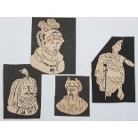 A group of four early 19th century Continental hand cut coptograph portraits of gentleman:,