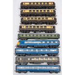 Tri-ang and other OO/HO gauge, a mixed group of Pullman passenger coaches.