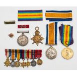 A WWI miniature group of seven:, 1914-15 Star, War Medal, Victory Medal, 1949-45 Star,