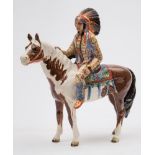 A Beswick 'Indian mounted' designed by Mr Orwell, model no 1391:, 22cm high .