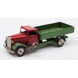 Tri-ang Minic clockwork delivery lorry:, red cab with green chassis.