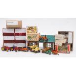 Britains, Dinky and others, a farmyard group:, including a Dinky Land Rover,