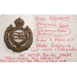 A scarce Edward VIII Royal Engineers cap badge:, for other ranks by J R Gaunt, London,