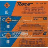 Roco OO/HO gauge, a boxed group of three overhead electric locomotives:, BR181, Br1118.