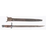 An American WWI period Remington pattern bayonet:, the single edged fullered blade dated 1917,