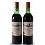 Two bottles of Chateau Pavie St Emilion 1971.