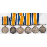 A group of six George V War Medals: '7264 Pte J G Lyon Boro R' '51782 Sjt H Turner RA' '76547 Pte N