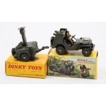 French Dinky No 828 Jeep Rocket Launcher:, military green body and wheel,