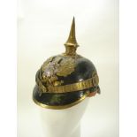 A copy of a Prussian Anhalt Officer's picklehaube:, brass spike and spine ,