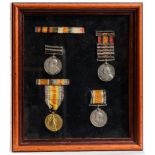 A South Africa group of four to '334 Dvr H Edney RE':, Queen's South Africa medal and five claps,