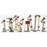 Hornby O gauge, a group of various signals:, including double and single examples,