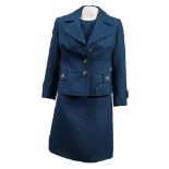 A 1960s lady's blue wool two piece suit by Braunschweig:,