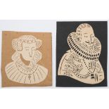 Two early 19th century Continental hand cut coptograph portraits:,