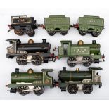 A group of four Hornby O gauge 0-4-0 locomotives:, comprising two LNER green with tenders,