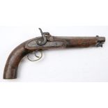 A 19th century percussion cap Officer's pistol by L Hollis & Sons:,
