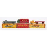 Dublo Dinky boxed group of three:, comprising No 066 Bedford Flat Truck, grey with grey wheels,