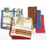 Two printed silk scarves by Hermes:,