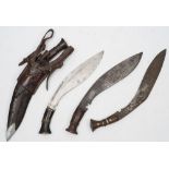 A group of four Kukri's:, of traditional form ,
