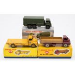 Dinky No 408 Big Bedford Lorry:, maroon cab and chassis, grey tyres in blue and yellow box,