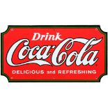 A late 20th century Coca-Cola enamel advertising sign:, circa 1970s,