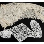 A late 19th century Honiton lace shawl:, together with a Honiton lace collar,