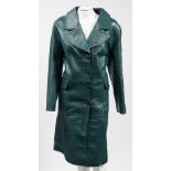 A green leather three quarter length jacket by Suede & Leathercraft Ltd, London:,