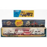 Corgi GS18 'SOS' gift set:, Police Cortina, Hughes 369 helicopter and Police Range Rover, boxed ,