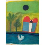 Helen Reid [20th Century, New Zealander]- Chicken under a blue sun,