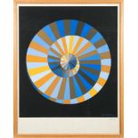 Victor Vasarely [1906-1997]- Blue Circle,:- coloured print, 84 x 74cm.