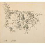 * Bernard Dunstan [1920-2017]- Ronda,:- signed with initials, pencil drawing, 17 x 18.5cm.