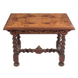 A walnut and seaweed marquetry rectangular side table:, in the 17th Century taste,