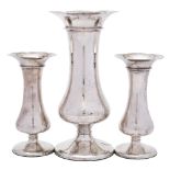 A garniture of three George V silver vases, maker Deakin & Francis Ltd, Birmingham,