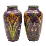 A pair of Sevres [Paul Milet] Art Nouveau pottery vases: of ovoid form,