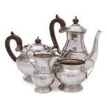 An Elizabeth II silver four-piece tea and coffee service, maker Cooper Brothers & Sons Ltd,