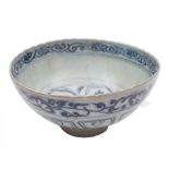 A Chinese blue and white bowl: with scalloped rim,