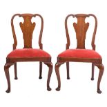 A pair of George II walnut dining chairs:,